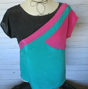 Silence + Noise 💦Silk Color Block Top Blouse